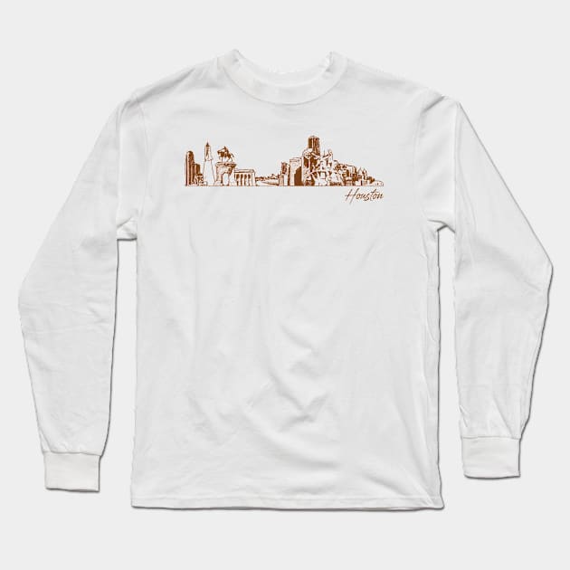 Houston hand drawn skyline Long Sleeve T-Shirt by SerenityByAlex